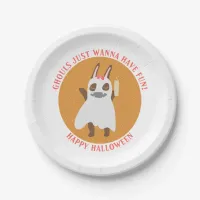Ghouls Just Wanna Have Fun Cute Bunny Ghost Paper Plates