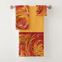 Colorful Fall Foliage Abstract Bath Towel Set