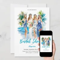 Bridal Shower at the Beach Watercolor Wedding Invitation
