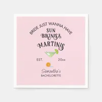 Bikinis & Martinis Tropical Beach Hen Bachelorette Napkins