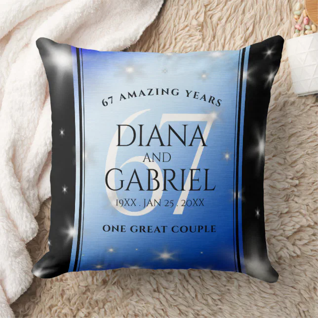 Elegant 67th Star Sapphire Wedding Anniversary Throw Pillow