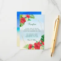 Tropical Floral Beach Gold Wedding Reception Enclosure Card