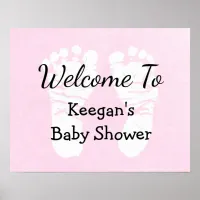 Baby Shower Banner Poster  Girl PinkFoot Prints