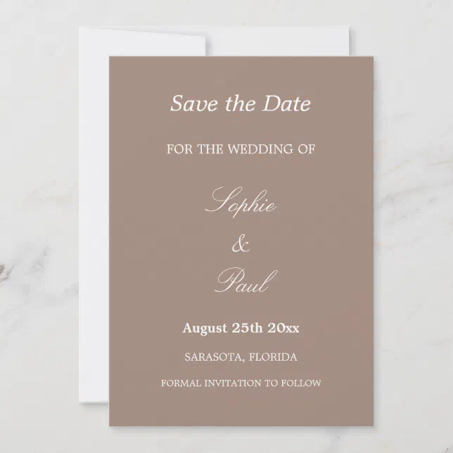 Elegant Taupe Wedding Save the Date