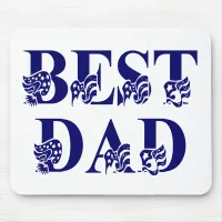 Best Dad with Flags Blue Text Mouse Pad