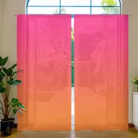 Bright Pink and Orange Gradient Sheer Curtains