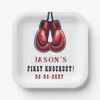 Red Rumble First Knockout Boxing Birthday Paper Plates