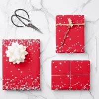 Silver Glitter and Red Wrapping Paper Sheets