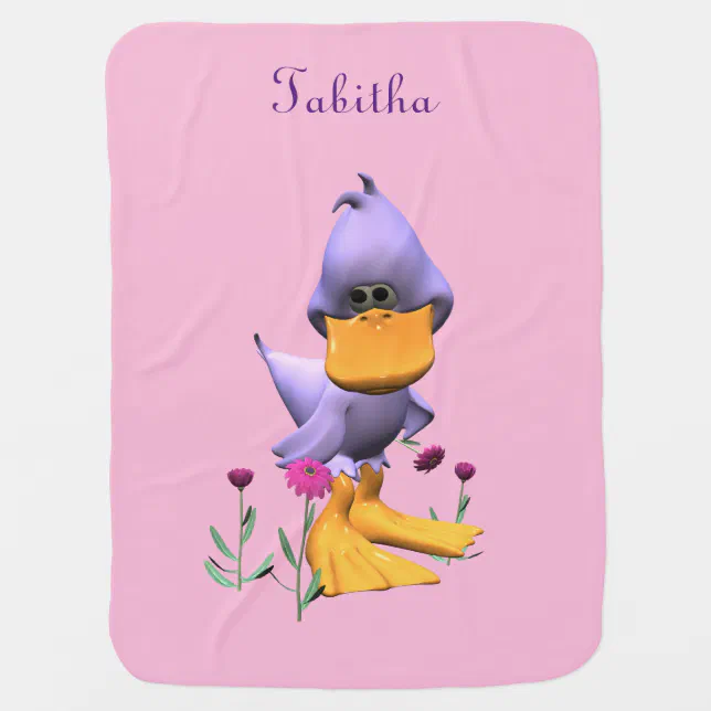 Cute and Shy Purple Duck Baby Blanket