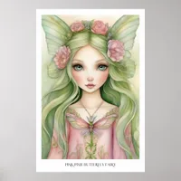 Pink Pixie Butterfly Fairy Poster