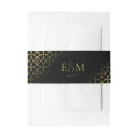 Geometric Wedding Gold/Black ID477 Invitation Belly Band