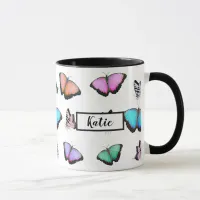 Personalized Pastel Butterflies Mug