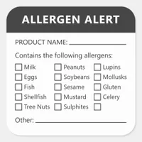 Minimalist Food Safety Allergen Info Warning Square Sticker