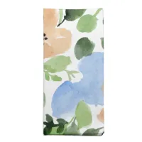 Flowers All Over, Peach, Blue, Green Watercolor Cloth Napkin