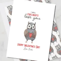 Cute Owlways Love You Valentine's Day Holiday Card