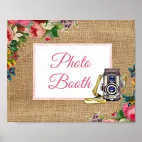 Pink Floral Photo Booth Wedding Sign Poster