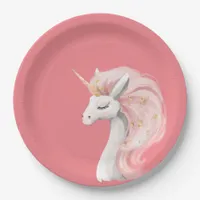 Pretty Pink Unicorn Paper Plates