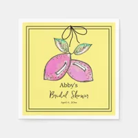 Main Squeeze Bridal Shower Pink Lemon Hand Drawn Napkins