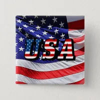 USA - American Flag Pin-Back Button