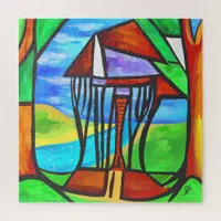 Abstract - Cabin in the forest Jigsaw Puzzle