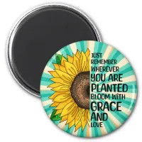 Inspirational Quote and Hand Drawn Sunflower Magnet