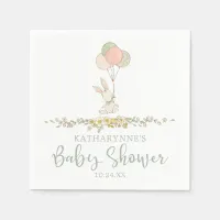 Cute Rustic Floral Bunny Baby Shower Napkins