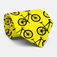 Cyclist Bike Patterned Yellow Cycling Neck Tie