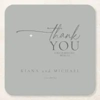 Chic Neutrals Wedding Thank You Pastel Gray ID1020 Square Paper Coaster