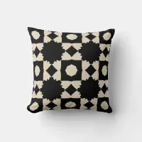 Stylish Black & Beige Geometric Pattern Throw Pillow