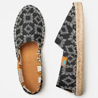 Antique Style Gray Leaf Circle Frame Pattern, ZEA Espadrilles