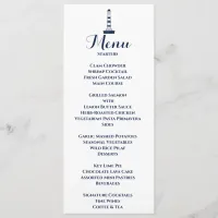 Elegant Nautical Wedding Lighthouse White & Blue Menu