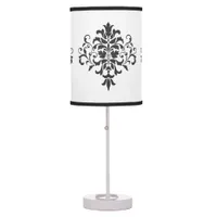 Elegant Vintage Black and White Damask Table Lamp