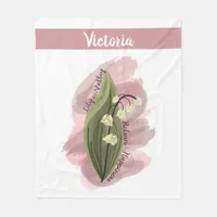 Lily of the Valley Happiness Personalized White Fleece Blanket