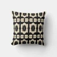 Elegant Modern Black & Beige Geometric Pattern Throw Pillow