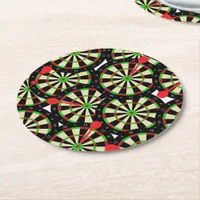 Dartboards Darts and Bullseye Pattern Round Paper Coaster