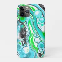 Lime Green and Blue Marble like Swirls    iPhone 11 Pro Case