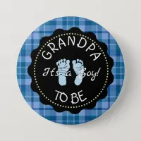 Grandpa to be  Blue Plaid Baby Shower button