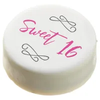 Hot Pink Chic Doodle Modern Script Sweet 16 Chocolate Covered Oreo