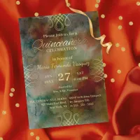 Gold Filigree Border Dreamy Watercolor Quincea&#241;era Invitation