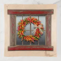 Southwest Chile Wreath on Red Wood Window Trinket Tray