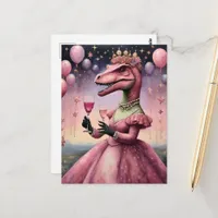 A Cute Pink Dino in a Dress Postcard