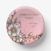 Elegant Pink Sparkle Wedding Background Paper Bowls