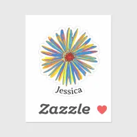 Colorful Flower Pretty Modern Personalized Cut-Out Sticker