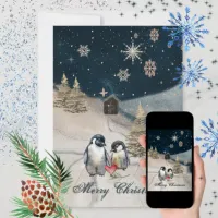 Happy Penguin family Holiday Card