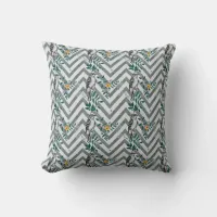 Zigzag Bird & Flower Pattern Throw Pillow