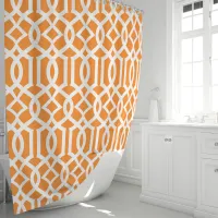 Orange and White Moroccan Trellis Pattern Shower Curtain