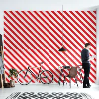 Barbershop Red and White Stripe Pole Wallpaper