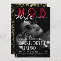 Mob Wife & Martinis Black Bach Bachelorette Party Invitation