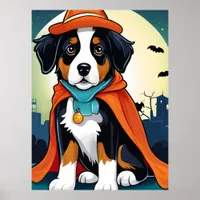 Adorable Halloween Bernese Mountain Dog Poster