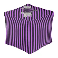 Goth Purple Heart with Angel Wings Cube Pouf